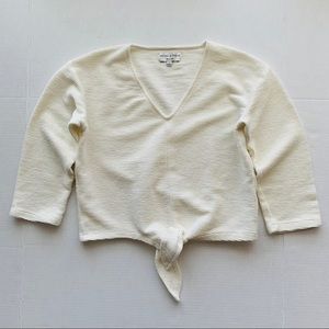 Madewell Texture & Thread Tie-Front Ivory Top